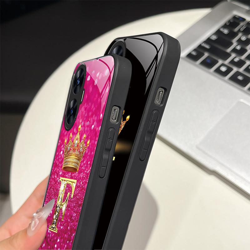 For Realme C55 4G Case Fashion Letters Hard Tempered Glass Back Covers For Realme Narzo N55 NarzoN55 C55 RMX3710 Phone Shell