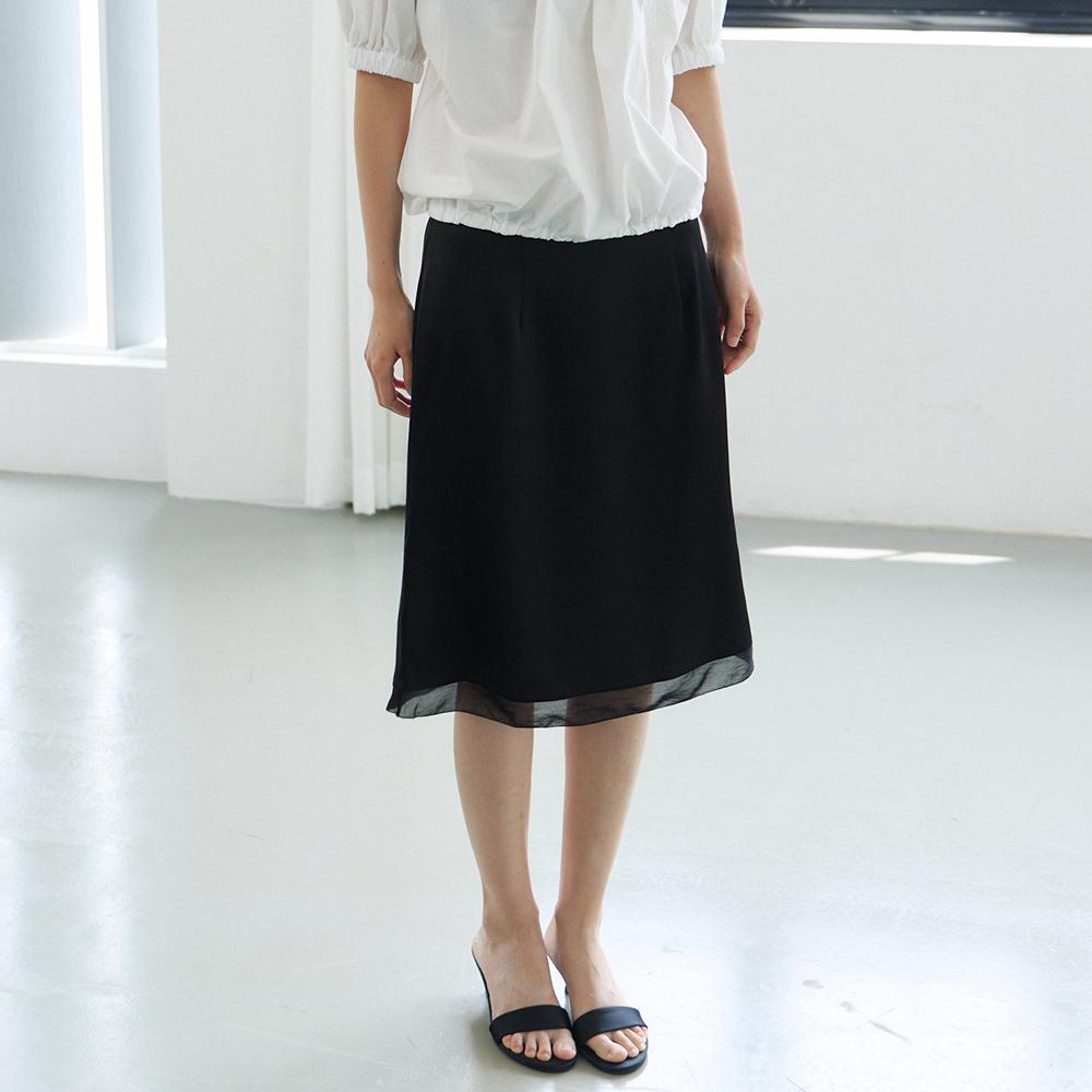 Nowood Fagoting Satin Skirt (Black)
