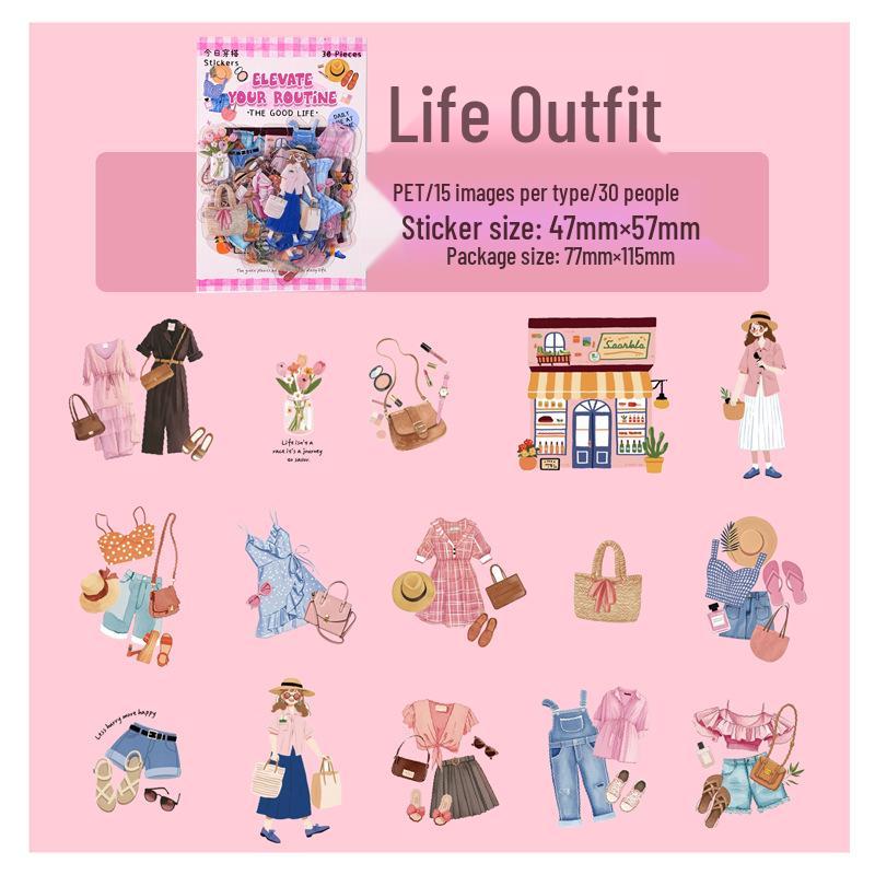 Ji Lv Yi Niao Minimalist Sticker Pack: Ins Style Decor for Phone Cases & Water Cups