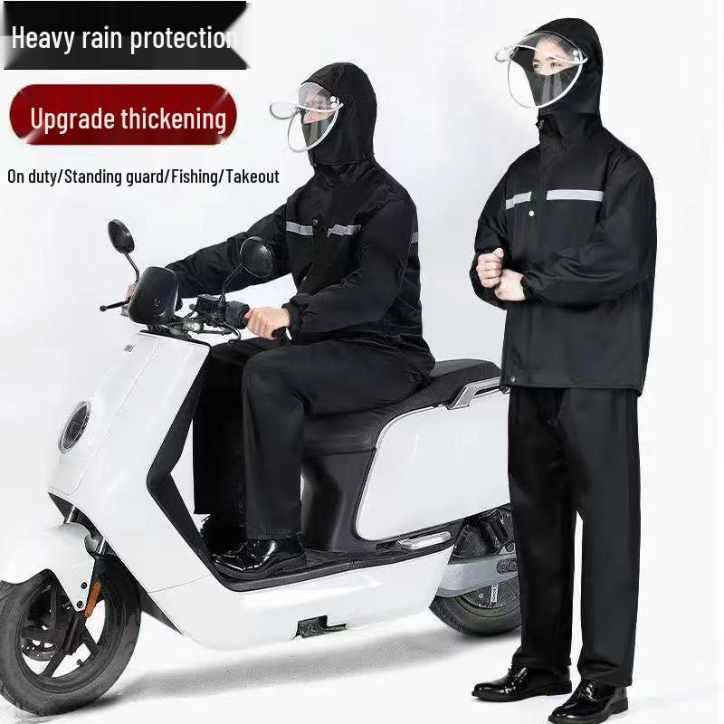 

Adult Fluorescent Green Reflective Raincoat and Pants Set for Outdoor Work and Sanitation XXXXL