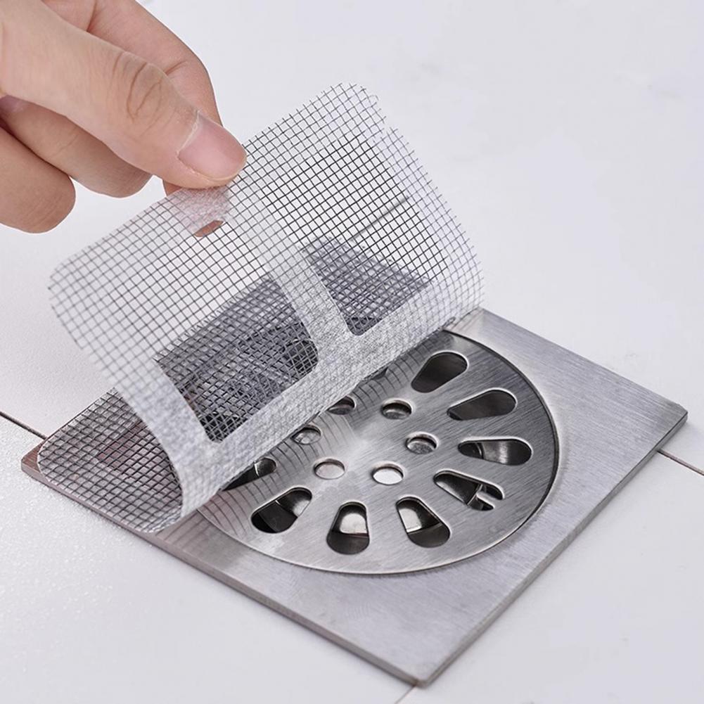 Adhesive Drain Cover Disposable Hair Stickers Fine Grid Filter Mesh for Shower Sink Bathtubs Smooth Drainage