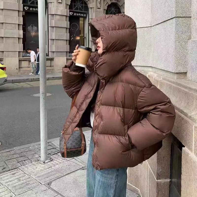 Womens Short Puffer Coat 2026 Winter Thick Cotton-Padded Hooded Jacket Loose Fit Casual Office Wear