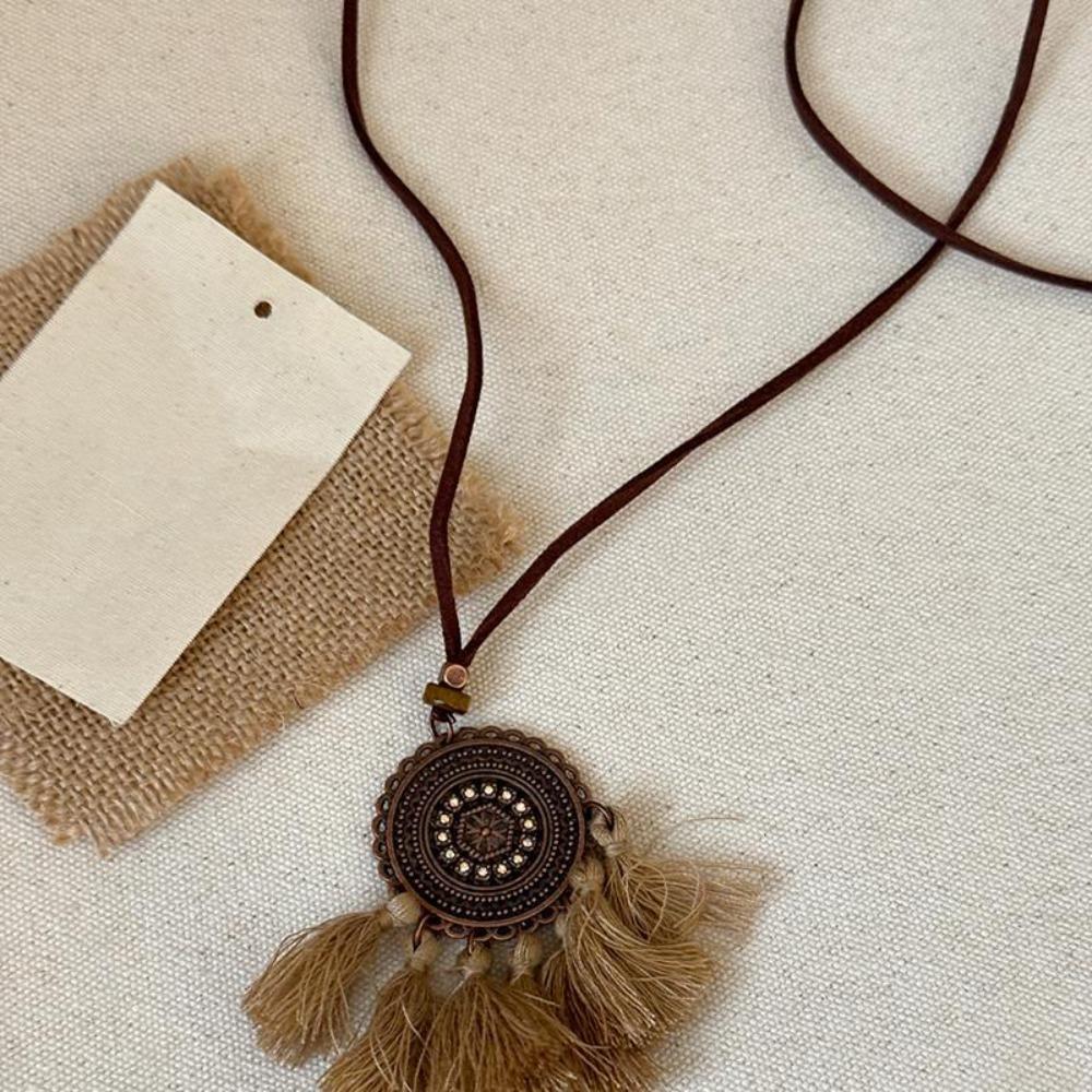 Tassel Ethnic Style Necklace Flower Bohemian Style Necklace Temperament Long Sweater Chain  Gift