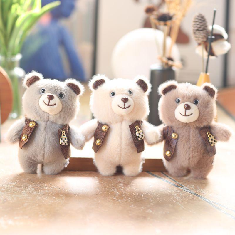 Cute Cute Little Bear Pendant Plush Toy Doll Vest Bear Bag Hanging Keychain Rag Doll Doll