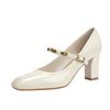 Hohe Absätze Damen quadratische Spitze dicker Absatz Pendler Single-Schuhe einfach und vielseitig ein Riemen schöne Single-Schuhe