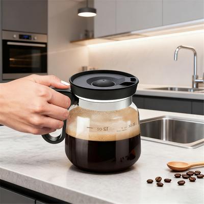 16 Oz Coffee Pot Mug with A Straw-Type Travel Lid Clear Glass Coffee Mugs Travel Coffee Cup for Restaurant Office Cafe Hotel