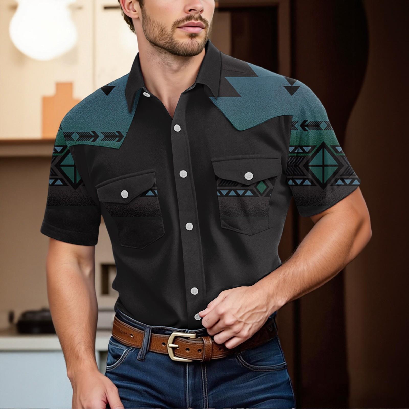 

Men S Fashionable Lapel And Shoulder Length Short Sleeved Casual Top XXL синій