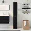Bathroom Cabinet with Door Black Oak Effect 25 x 25 x 170 cm