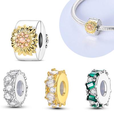 Copper Colors Blooming Sunflower Fixed Clip Beads Fit Original Bracelet Diy Fine Jewelry Gift For Women