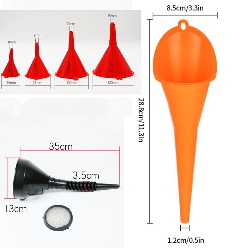 Automotive Plastic Funnel Set Wide Mouth Fuel And Oil Multi-Use Flexible Right Angle Funnels For Water Coolant And Engine Oil
