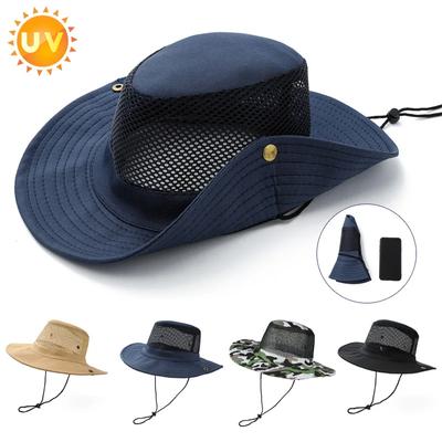 Fischerhut mit großer Krempe, atmungsaktives Mesh-Sommer-Sonnenhut für Outdoor-Angeln, Bergsteigen, UV-Schutz, Visiere für Männer und Frauen, Motorhaube, Sonnenschutz, Eimerhut