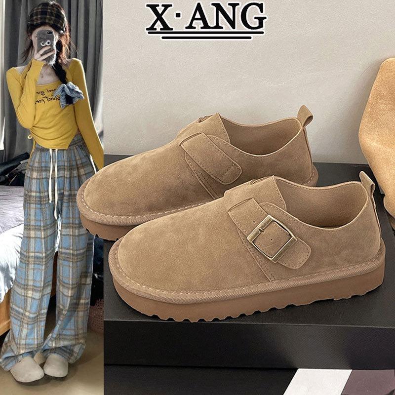 Leather all-inclusive children's early spring new Doudou one-pedal lazy single shoes women