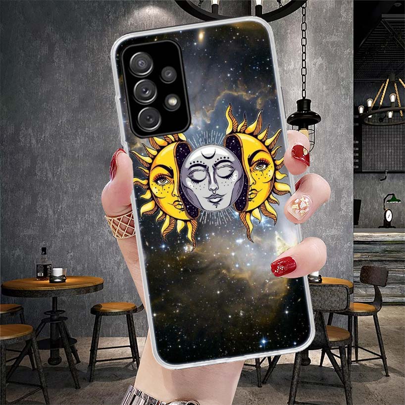 Funny Sun Moon Face Soft Phone Case For Samsung Galaxy A12 A22 A32 A52 A72 A02S A51 A50S A71 A70 A31 A20S Note 20 Ultra S10 A10S