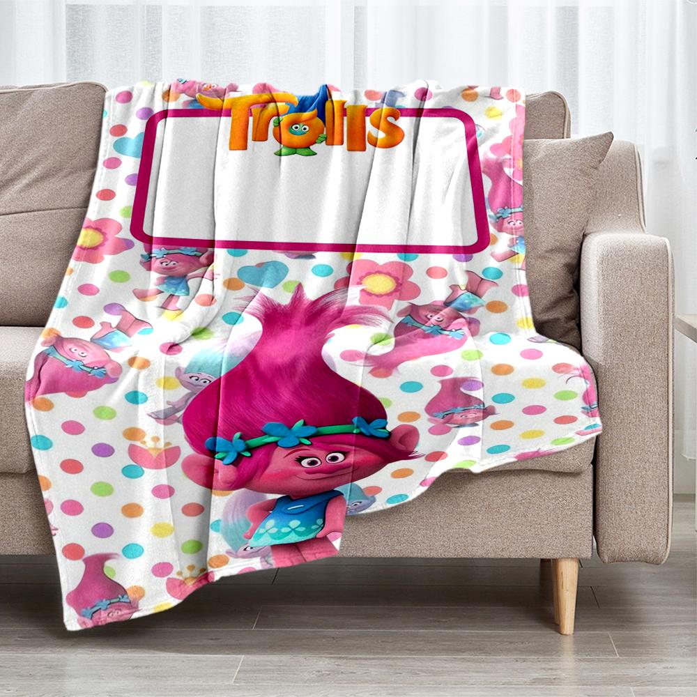 Trolls Theme Printed Blanket - Perfect for Couch, Bed, Travel & Outdoor Use | Machine Washable, Cozy & Durable.