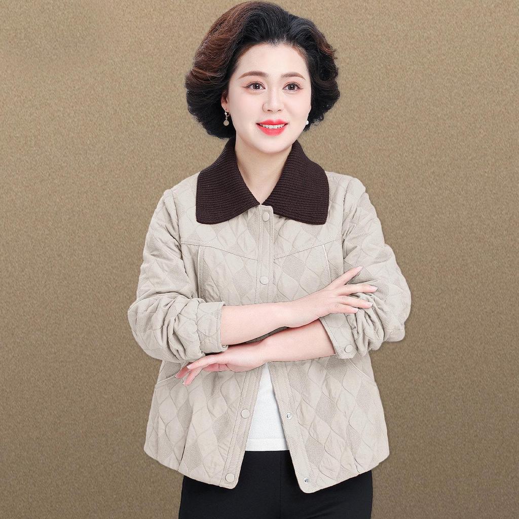 50s Inspired Petite Women's Spring/Autumn Jacket – Short Style Lapel Top for Middle-Aged & Elderly Noble Ladies