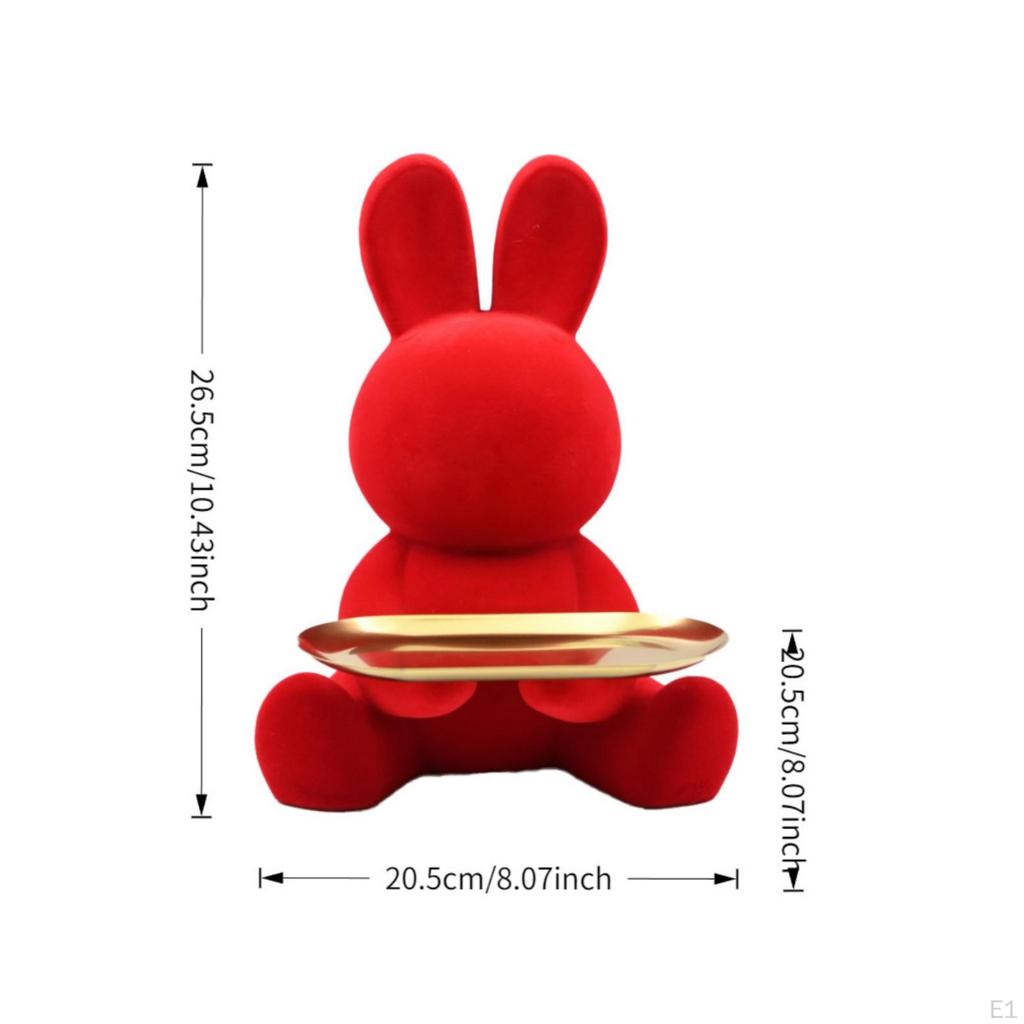 Tray Holding Hare Figurine Tabletop Seated Garnet Statue