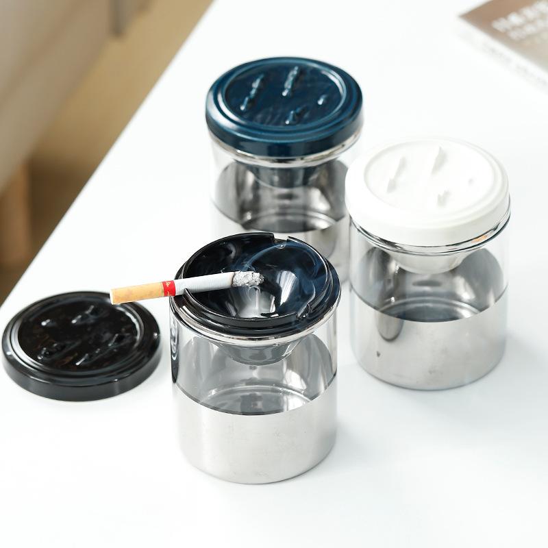 Funnel Covered Smokeless Odorless Windproof Creative Glass Ashtrays for Home Tabletop Office Outside Patio Outdoor Balcony