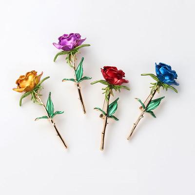 Rose Flower Brooch Fashion Camellia Painted Enamel Pin Brooches Women Party Accessories