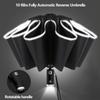 Guarda-chuva dobrável reverso totalmente automático com lanterna LED 10 nervuras à prova de vento faixa reflexiva guarda-chuvas UV para dias de sol ou chuva