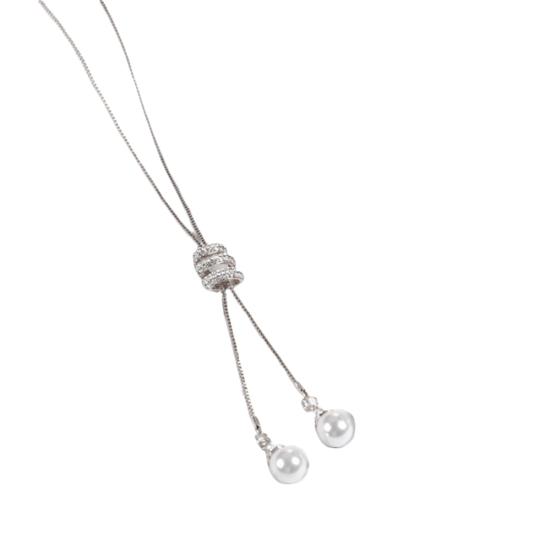 

Очаровательный горный хрусталь из искусственного жемчуга, кулон, длинное ожерелье, женские свитера, цепи серебряный