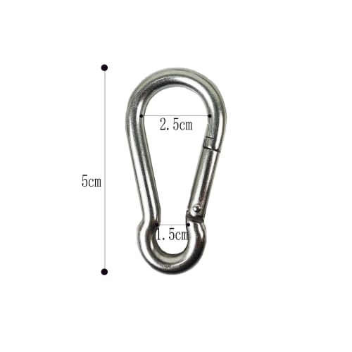 HFS(R) 304 Stainless Steel Spring Snaps, Spring Hooks, Multi-Function, for Everyday Use, Keychains, 80kg Load Capacity, 5cm, Pack of 20
