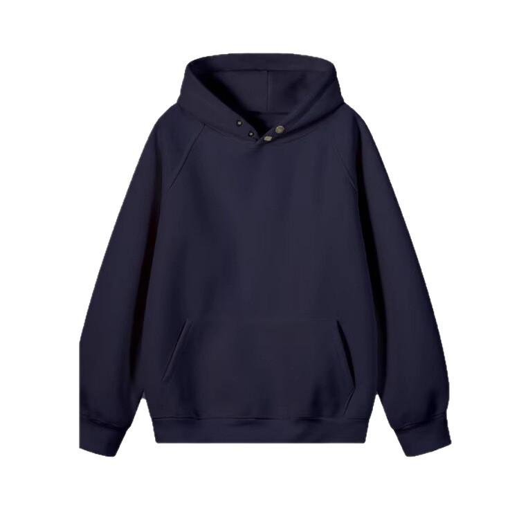 Heavy Button Hooded Sweater Men's Spring and Autumn Velvet Trendy Brand Loose Casual Solid Color Versatile American Hoodie Jacket