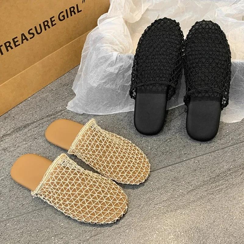 Mesh Women's Slippers Flats Designer Shoes Casual Woman Sandals Summer 2025 Fashion Flip Flops Walking Slides New Mujer Zapatos