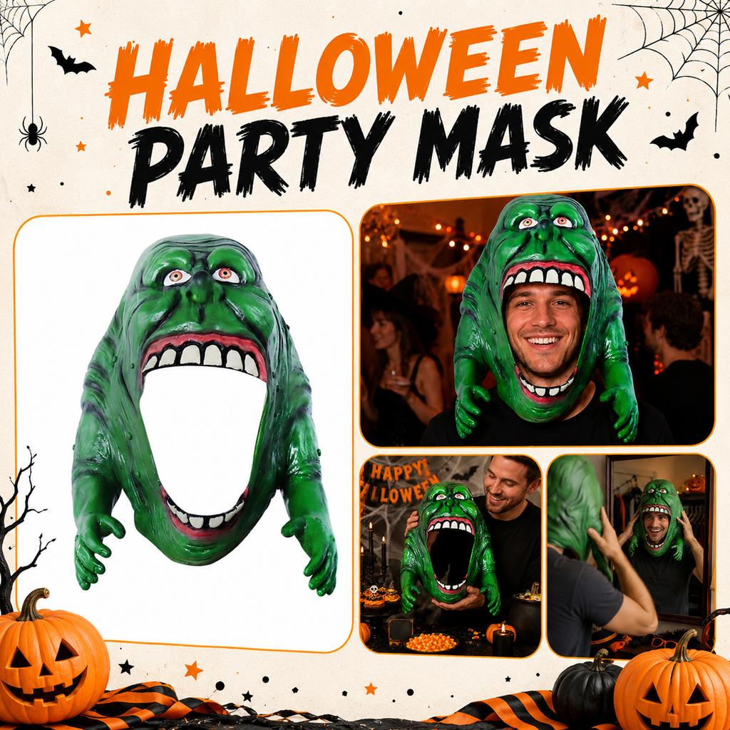 Monster Slime Mask Latex Full Head Cover Costume Accessory for Halloween Party Cosplay Event Horror Creature Design with Open Mouth and Hands