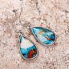 Silver Plated Oyster Turquoise Teardrop Drop Earrings, Natural Stone Boho Earrings for Women