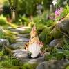 Home Soft Furnishing Decor Resin Garden Gnome Figurine Hand Painted Red Cap with Watering Durable Waterproof Ornament Can Outdoor Yard for
