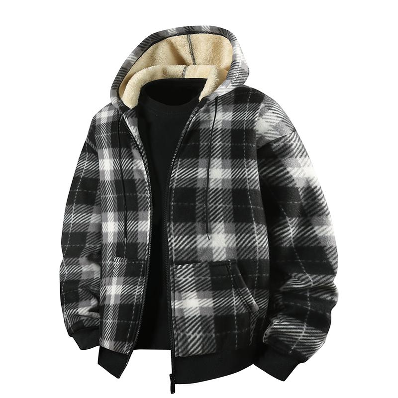 

Зимова модна чоловіча повсякденна сорочка-куртка в клітинку з овечої вовни, чоловічий стиль, можна носити з штанами S білий