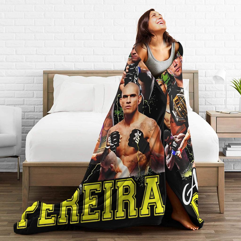 Alex Pereira Poatan Fighting Fleece Throw Fashion Blanket Combat Sport for Bed Knitted Fashion Blanket Car Super Soft Multifunction