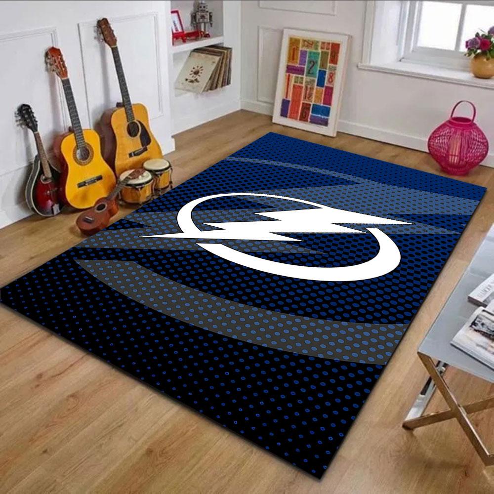 "Blue Lightning Bolt Emblem Design" Patterned carpet, non slip mat suitable for living room and bedroom sofas