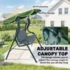 3 Seater Garden Swing Seat Chair Outdoor Bench with Adjustable Canopy and Metal Frame, Green Stripes