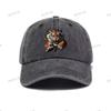 Fierce Tiger Face Graphic Baseball Cap Unisex Distressed Cotton Outdoor Casual Adjustable Hat