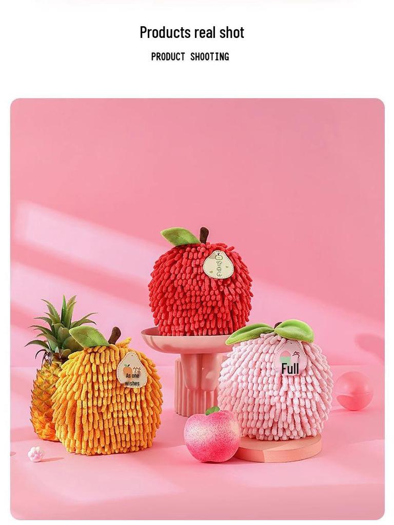 Festive Chenille Fruit Design Quick-Dry Absorbent Hand Towel