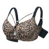 Leopard print seamless underwear women's big breasts show small breasts, large size fat mm gather and close secondary breasts, anti-sagging bra cover