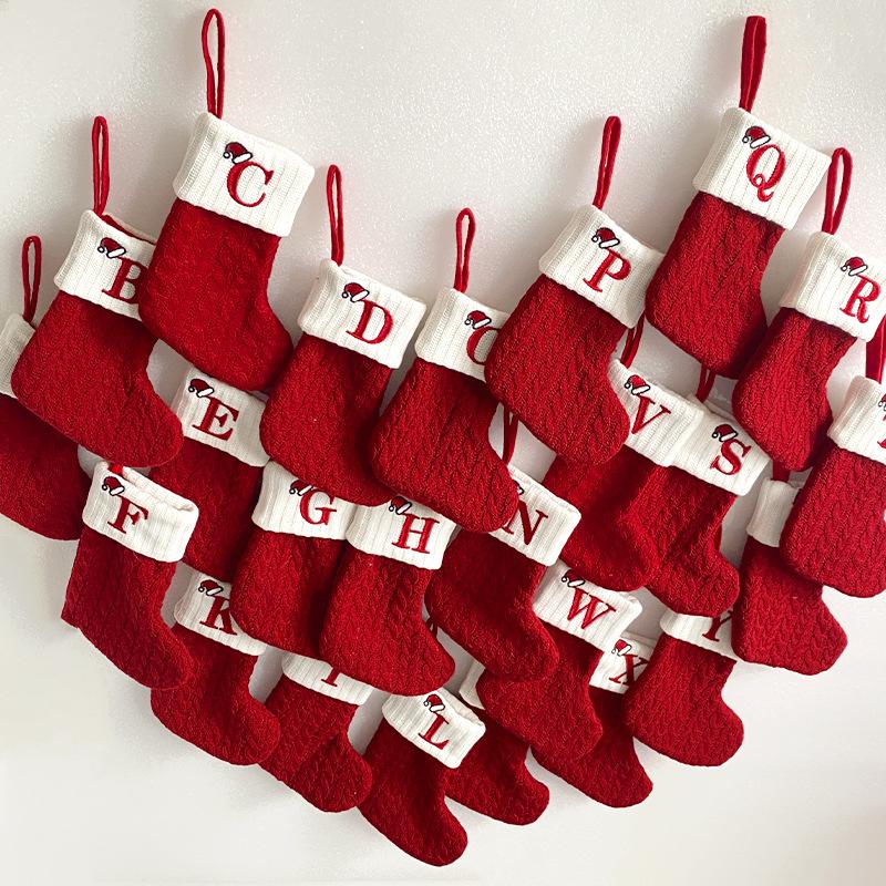 Classic Letter Christmas Sock Hanging Ornament Festive Holiday Decor Easy to Hang Perfect for Tree Adornments