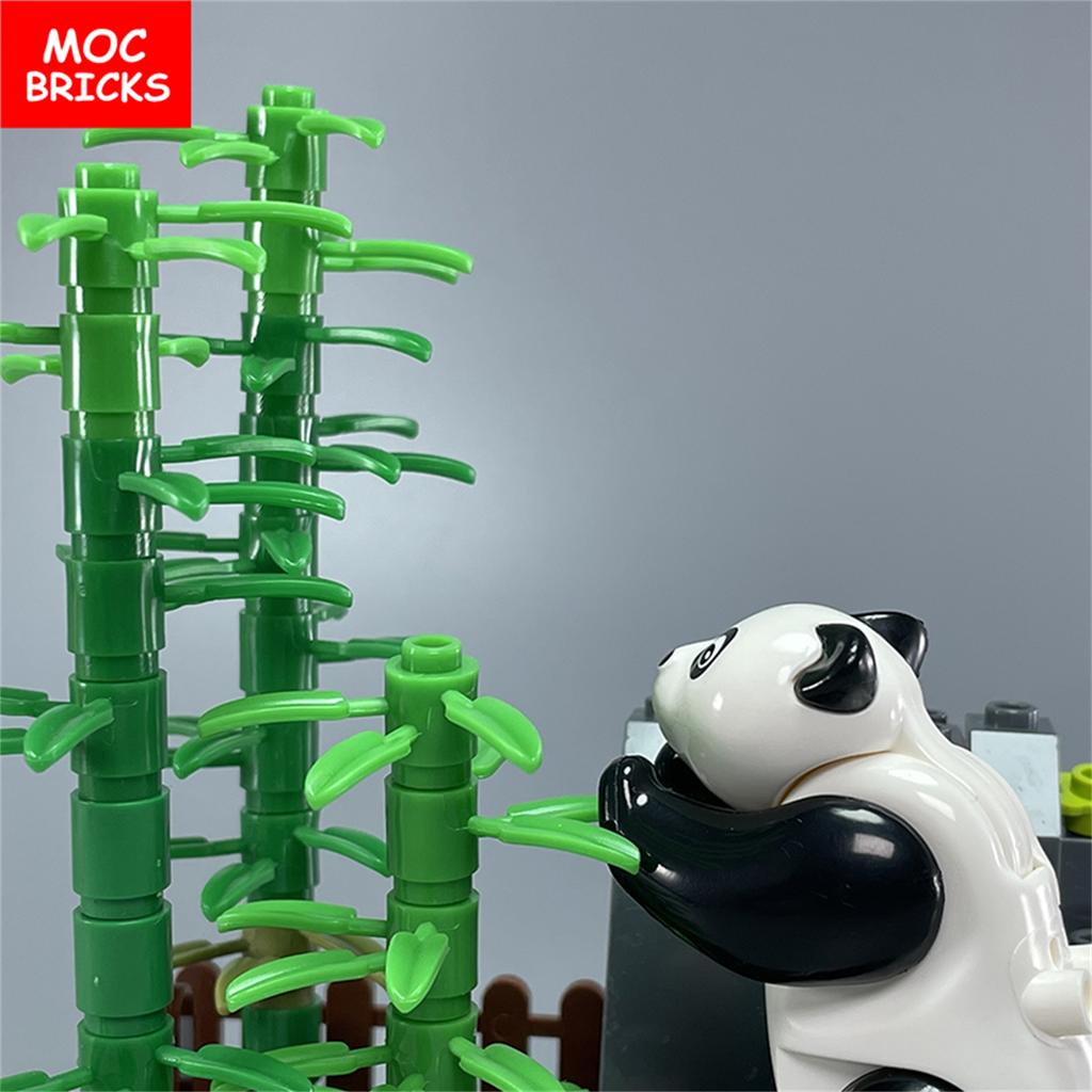 Briques MOC Forêt de Bambous Rocaille Montagneuse Pierre Panda Géant Briques de Construction Compatibles Particules Assemblables Jouets pour Enfants