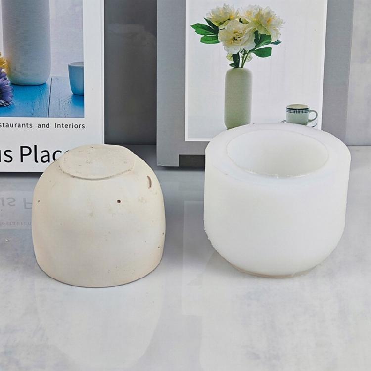 Round Gypsum Silicone Mold DIY Succulents Concrete Flower Pot Vase Cement Molds