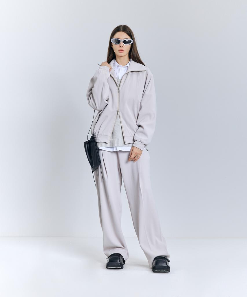 Ironyporno Whiteline 86-Iro255 Curved Blouson Jacket Light Grey