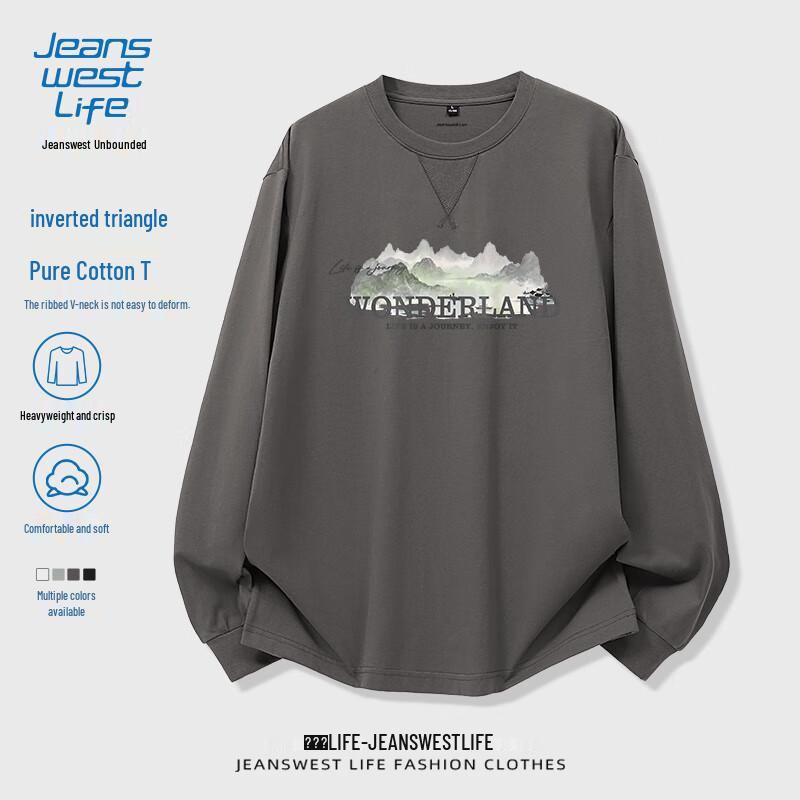JEANSWEST Men s Pure Cotton Long Sleeve T-shirt M