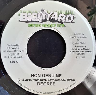 7inch Record GENERAL DEGREE - Non Genuine BYJ7011 Big Yard Music  2004 Jamaica Reggae, Ska & Dub Used