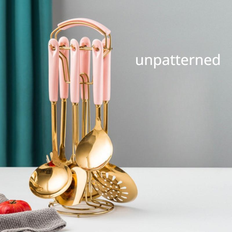 

Скандинавський світлий розкішний набір кухонного посуду Кулінарна лопатка Ложка Набір із семи предметів Керамічна ручка Лопатка з нержавіючої сталі Супова ложка Кухонні приналежності B