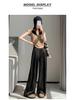 Women's Summer Ice Silk Ink Painting Wide-Leg High-Waisted Floor-Length Pants