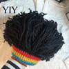 Jungen und Mädchen Hip Hop Kappe Stil Hut, Einteilige Rastazopf Perücke Gestrickte Musikfestival Hut Kappe, für Partys Festivals Halloween Tägliche Kleidung Party Kostüm