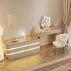 Elegant Solid Wood Vanity Table with Integrated Mirror and Drawers for Bedroom