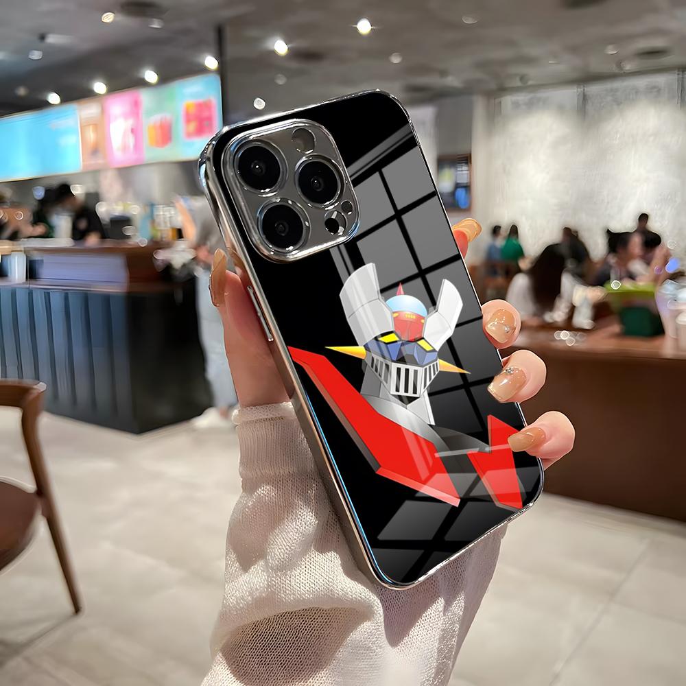 Anime M-Mazinger Z Phone Case For IPhone 17 Pro Max 15 Pro 16 14 Plus 12 13 Mini 11 Pro Shockproof Electroplated Glass Cover