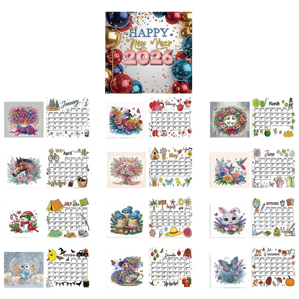 5D/DIY Calendar Diamond Painting Calendar Kit Diamond Decorations Calendar Crystal Painting Desk Calendars Kit Gift for Friends