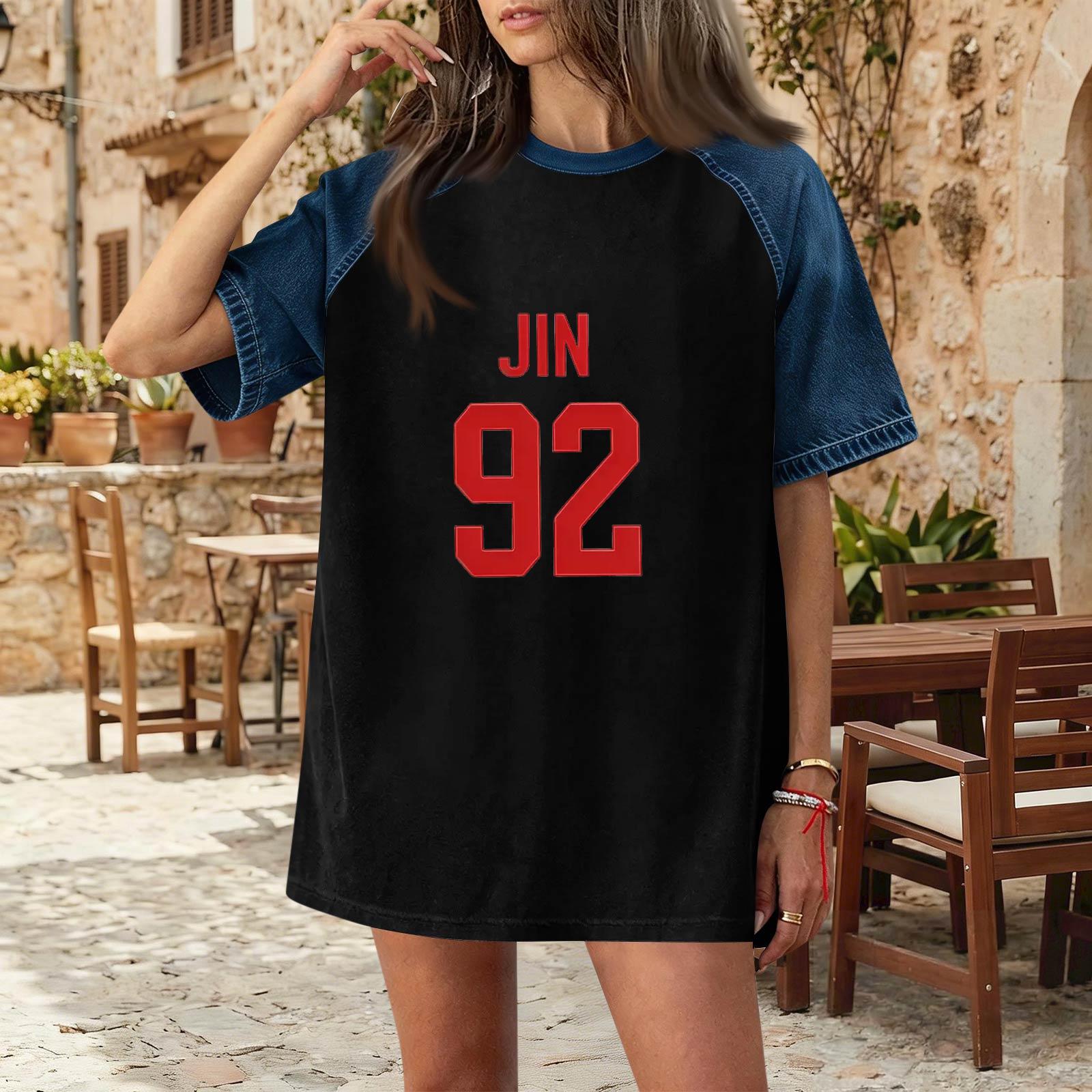 

Женский джинсовый пэчворк топ, повседневная удобная футболка с коротким рукавом, модная для весны и лета. L чёрный